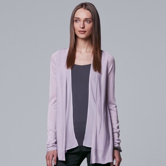 Simply Vera Vera Wang Sweaters - Vera Wang Lavender Layered Waterfall Lightweight Cardigan